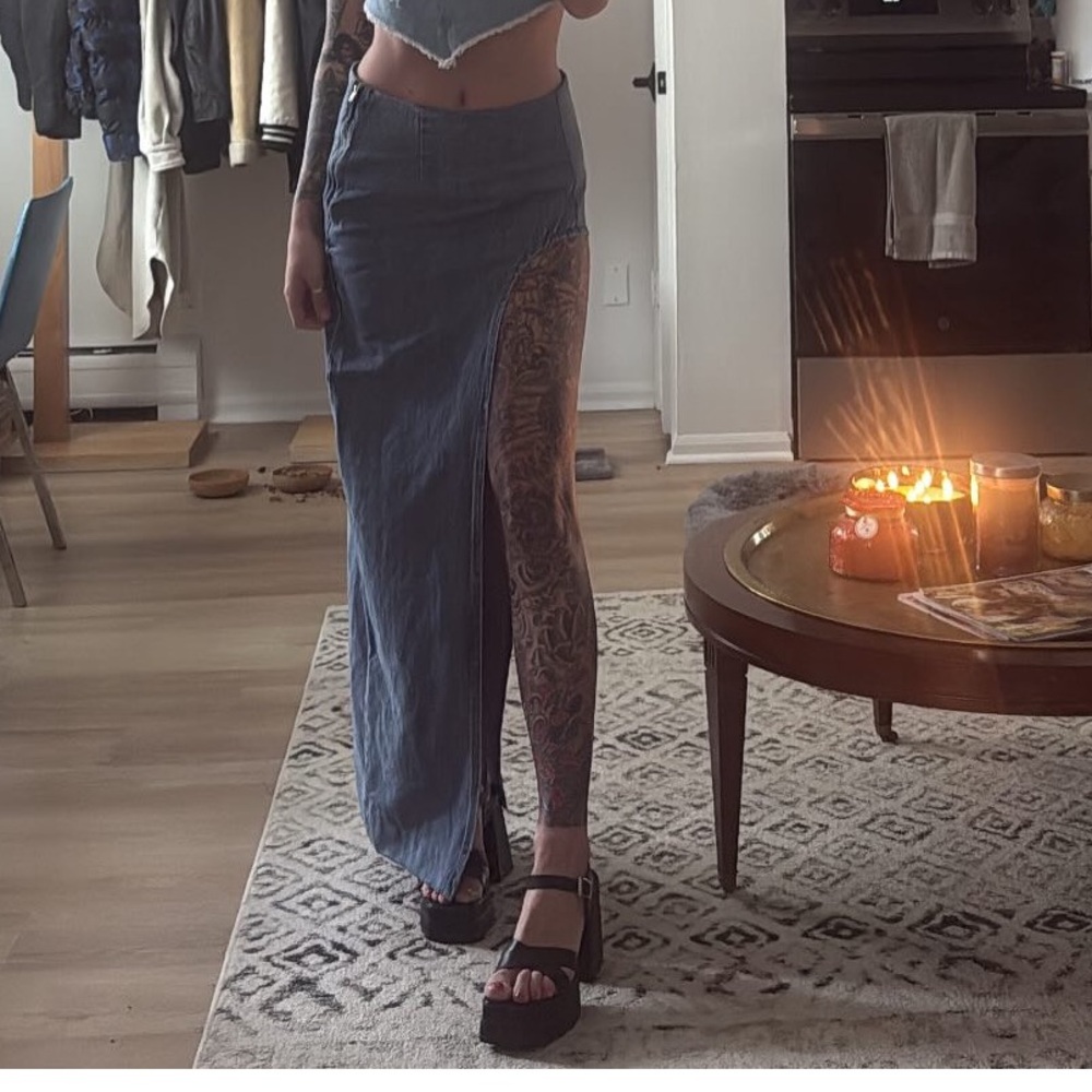 Retrofete Blue High Low Skirt